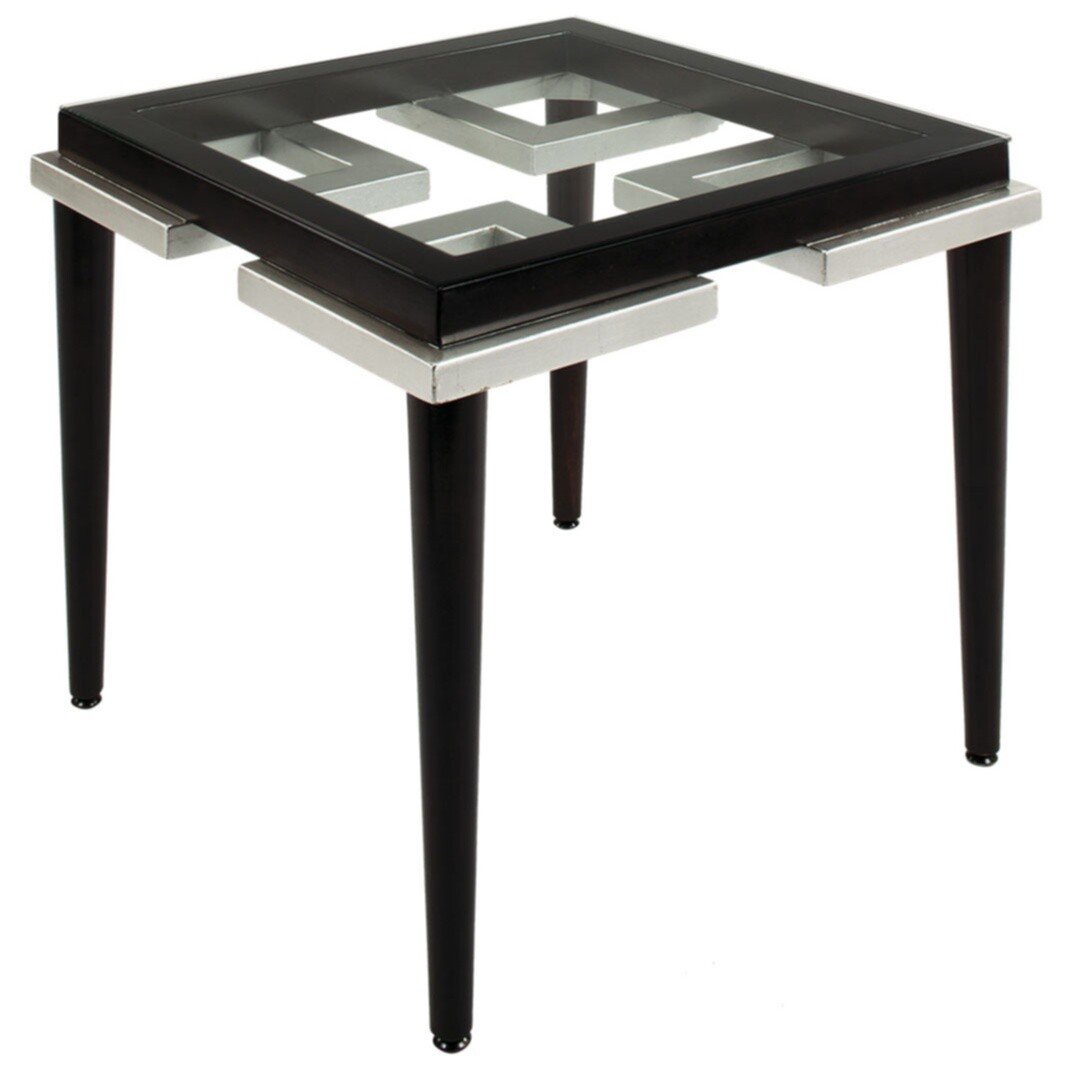 Журнальный столик черный со стеклом 66 см Santo