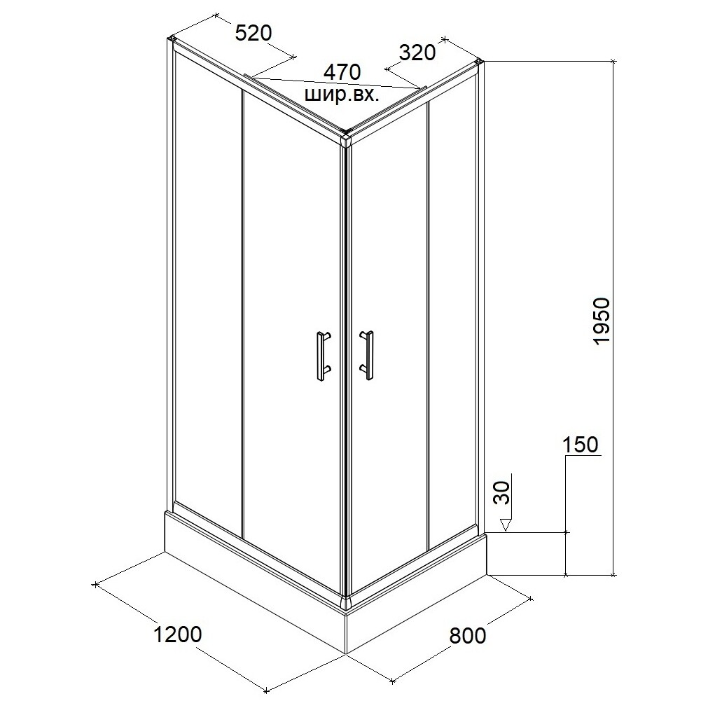 Душевой уголок прямоугольный с низким поддоном 80х120 см черный Parly ZQ121B-S - изображение 8