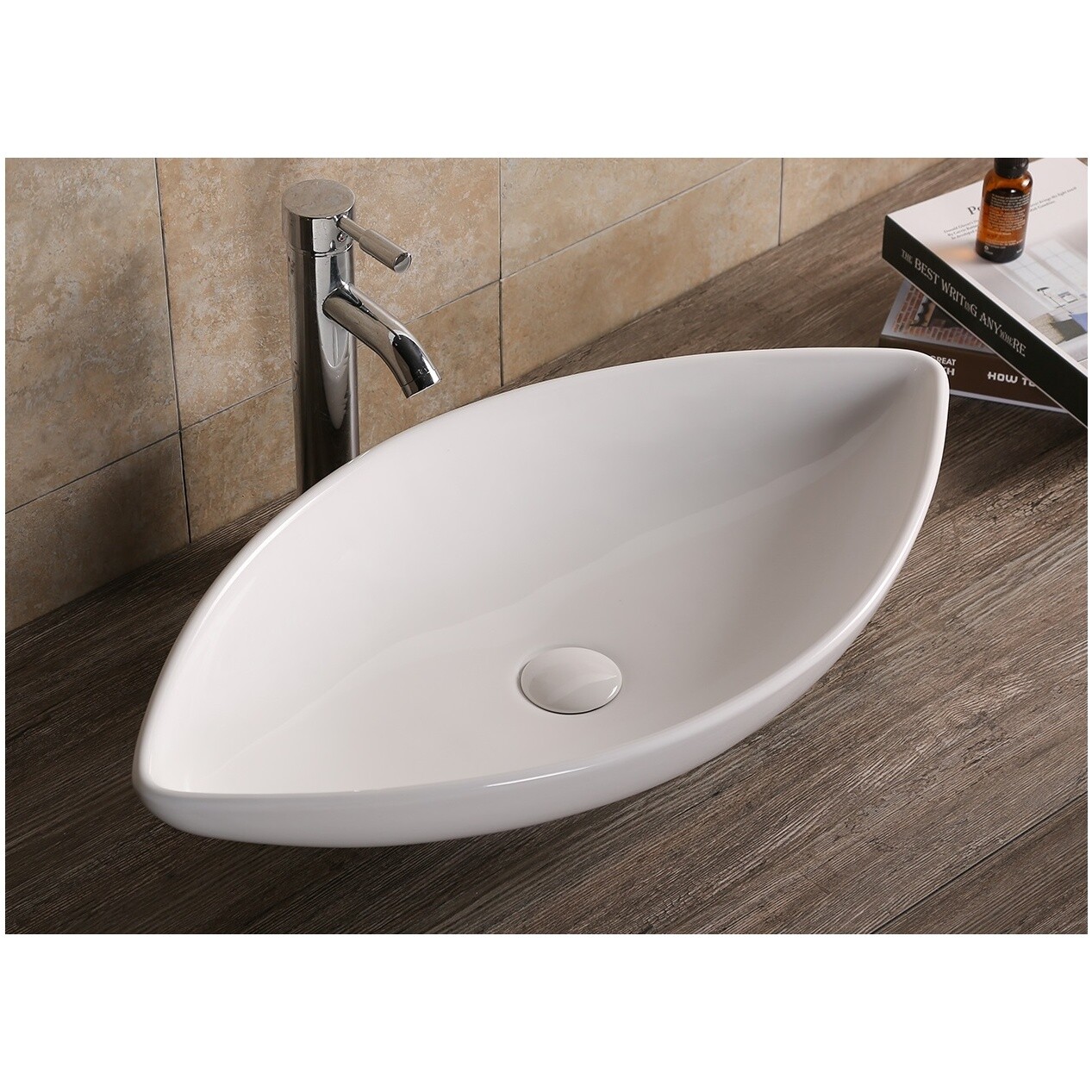 Раковина накладная фарфоровая лодочка 38х70 см белая Cerutti SPA CR7093A
