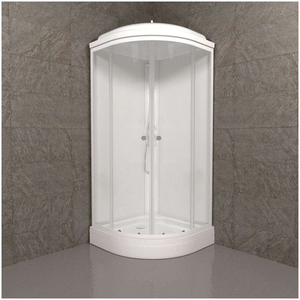 Душевая кабина четверть круга с низким поддоном 88х88 см белая Triton "Экстра А" Щ0000062582 - изображение 4