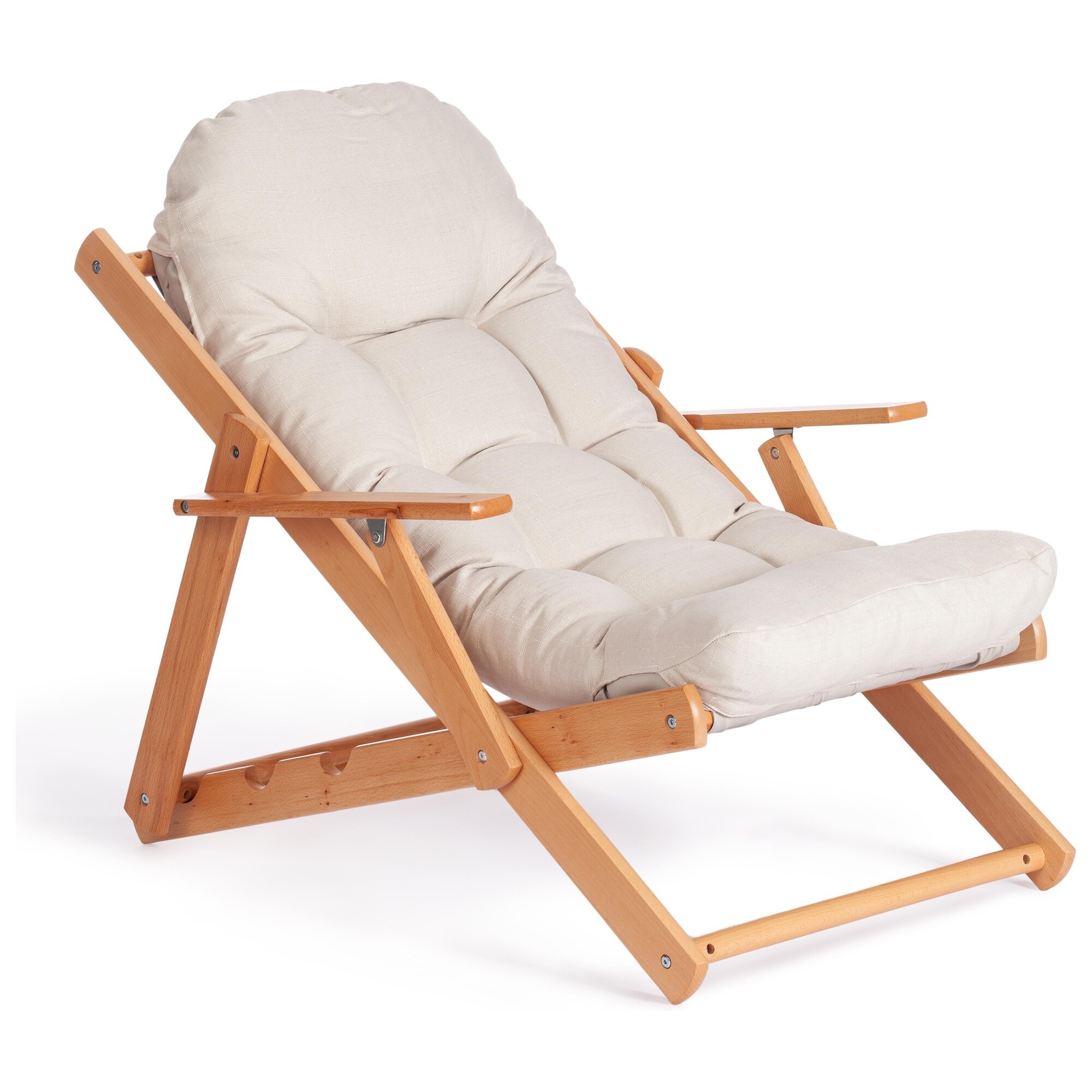 Кресло раскладное мягкое на деревянном каркасе натуральное Shnauff