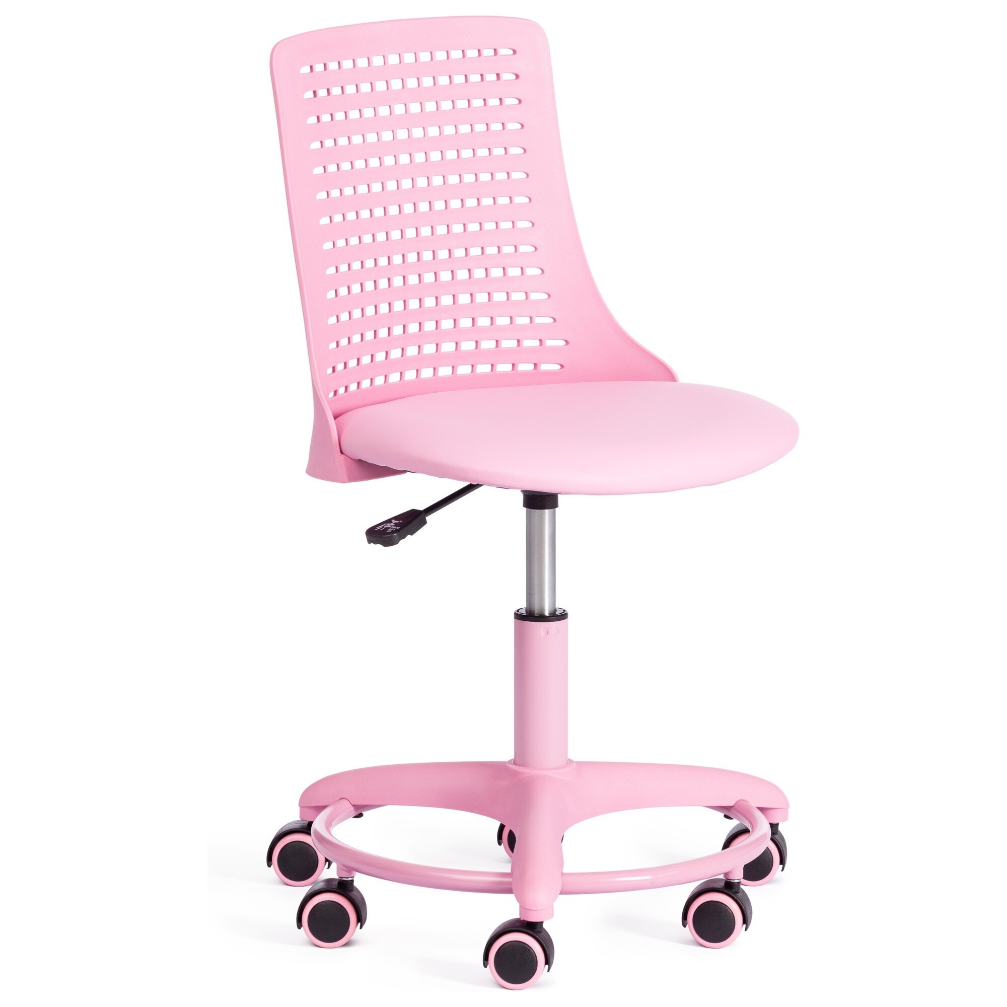 Кресло подростковое на колесиках с пластиковой спинкой розовое Kiddy