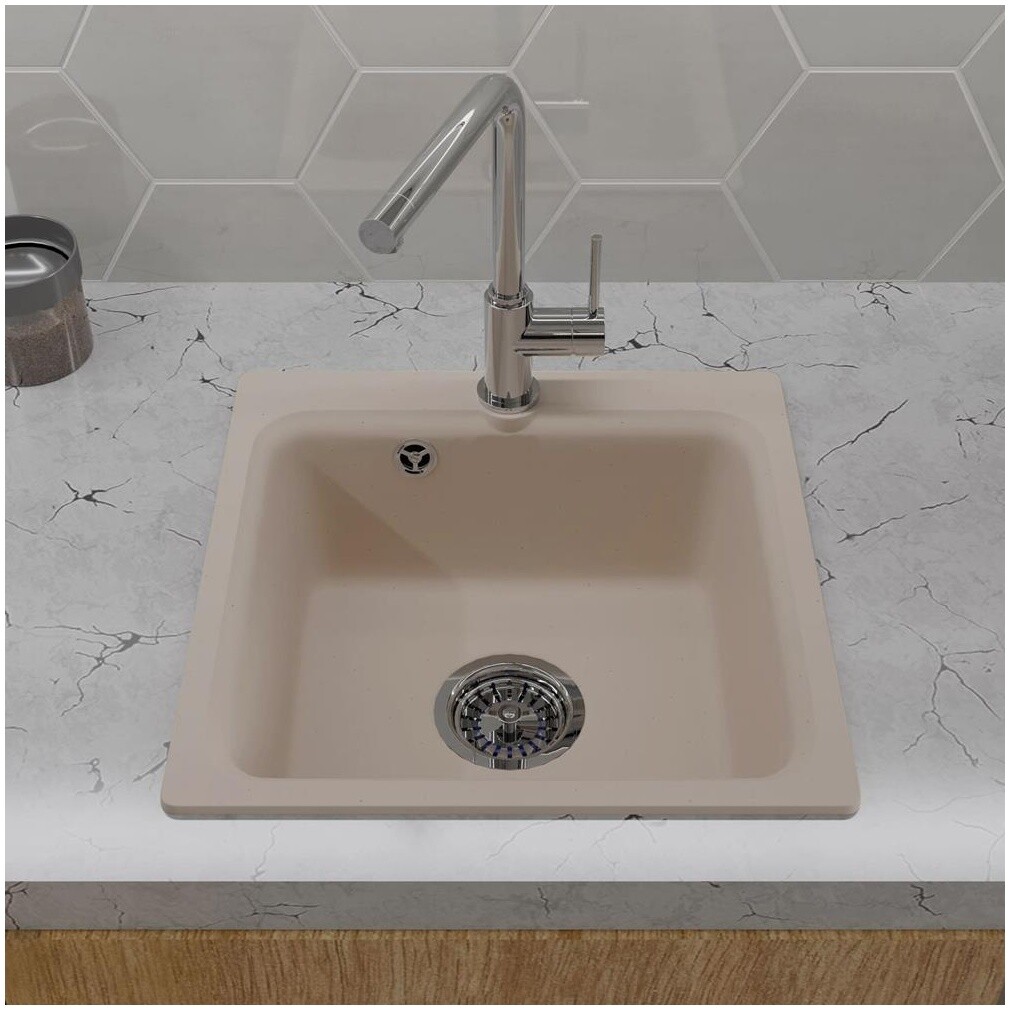 Мойка кухонная квадратная 43 см бежевая Reflexion Base RX0743BE - изображение 4