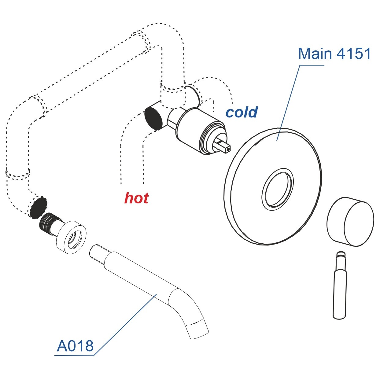 Смеситель для раковины встраиваемый с изливом хром Wasserkraft A41513 - изображение 4