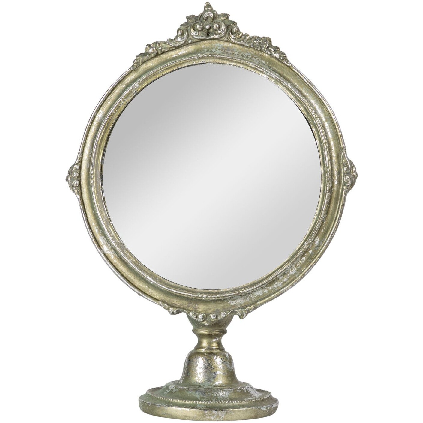 Зеркало настольное круглое 23x32см серебро Glasar