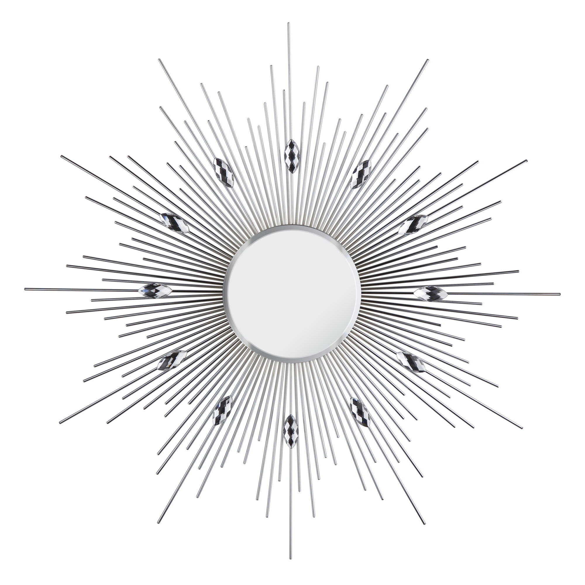 Зеркало-солнце металлическое с акриловыми стразами 49 см серебряное Tomas Stern