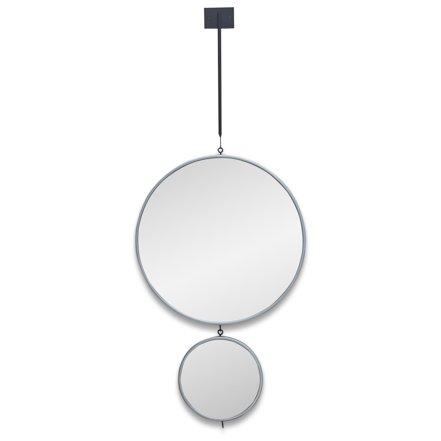 Зеркала настенные круглые на подвесе тандем в тонкой раме серебро Tandem L Silver