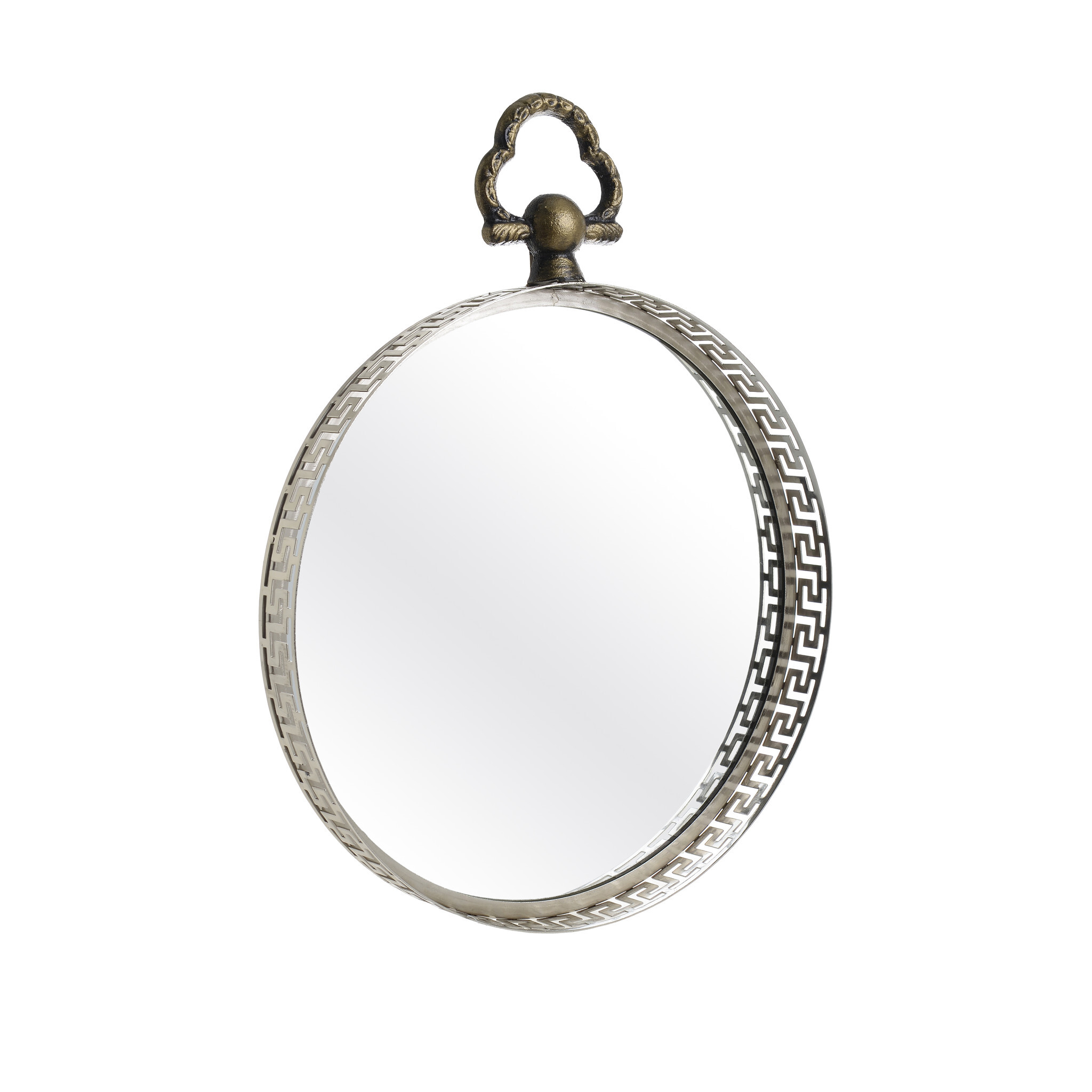 Зеркало настенное серебряное в греческом стиле с подвесом Clava