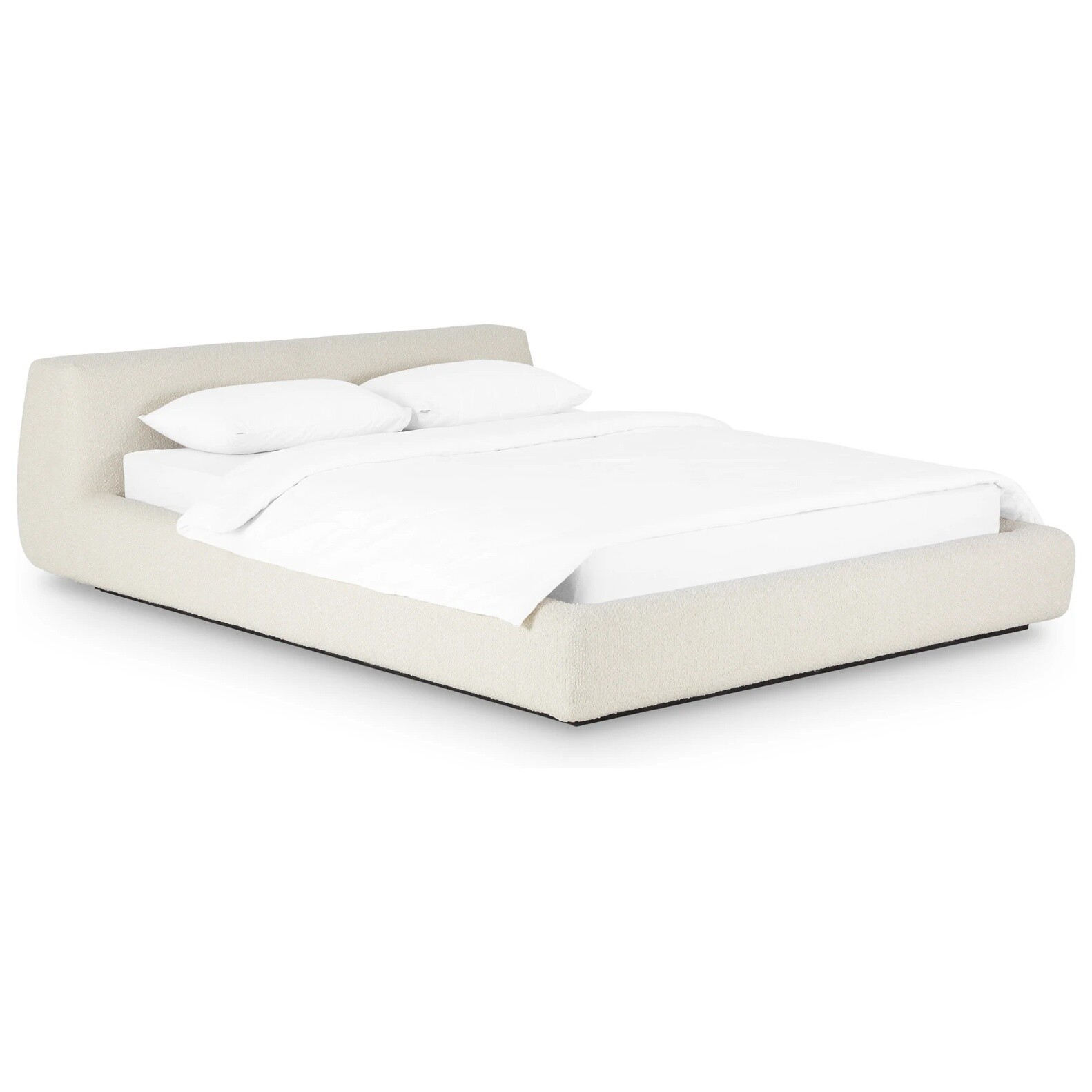 Кровать полутораспальная со съемным чехлом букле 140х200 см белая Vatta Buckle whitte