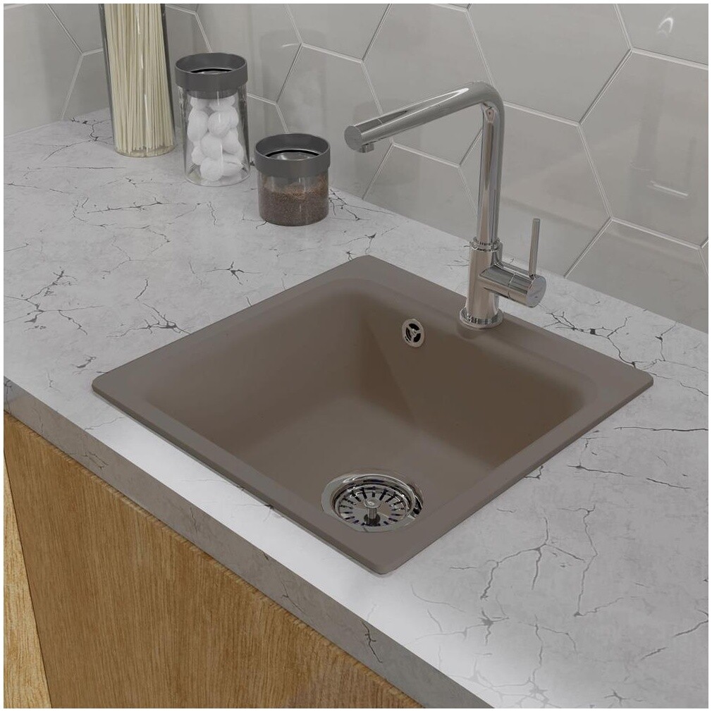Мойка кухонная квадратная 43 см песочная Reflexion Base RX0743SD - изображение 4