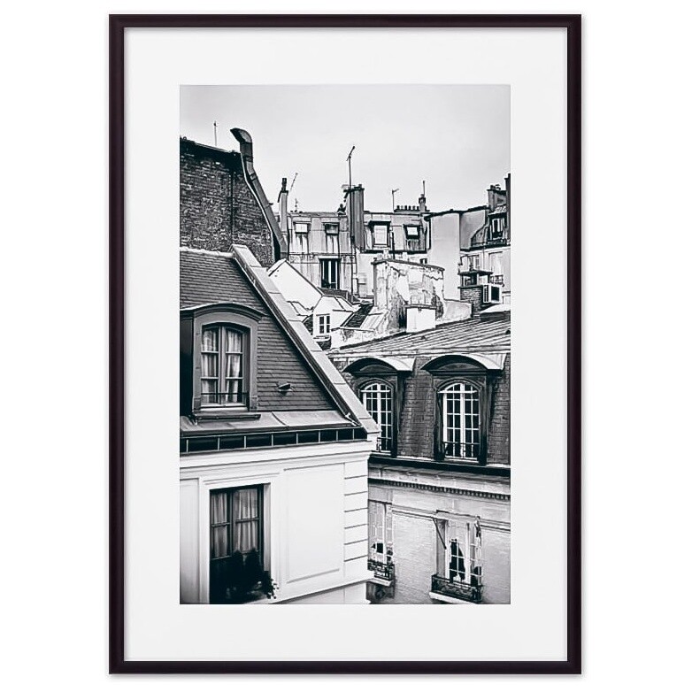 Постер в алюминиевой раме черно-белый &quot;Парижские крыши&quot; 07-0887-21x30