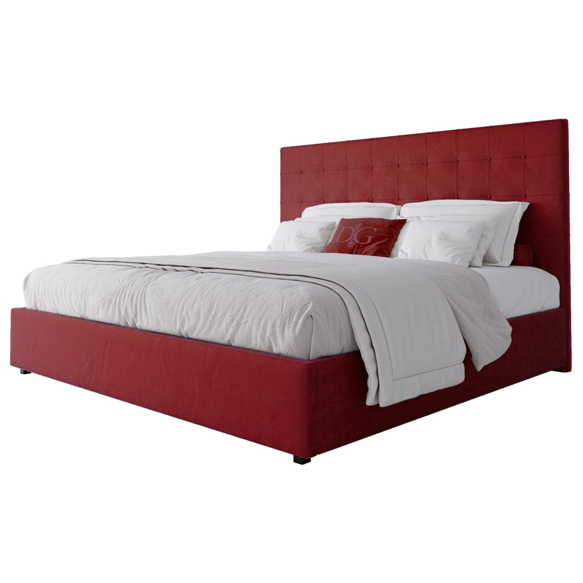 Кровать двуспальная с мягким изголовьем 180х200 см красная Royal Black