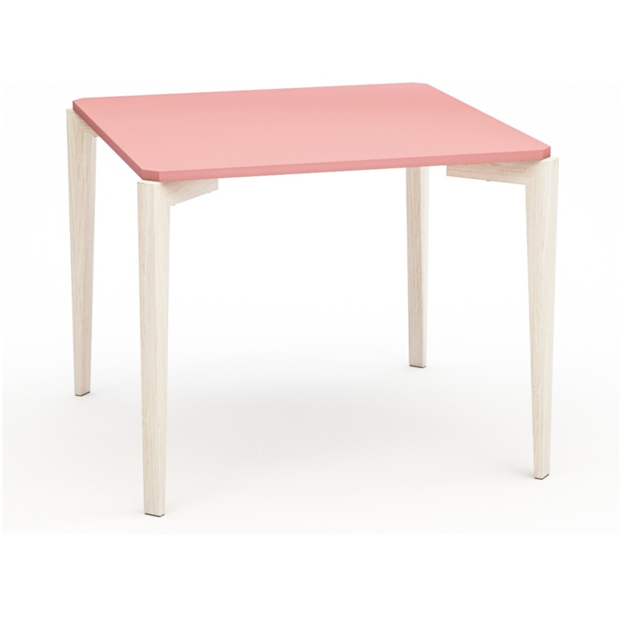 Обеденный стол квадратный розовый с ножками беленый дуб 93 см Quatro Compact