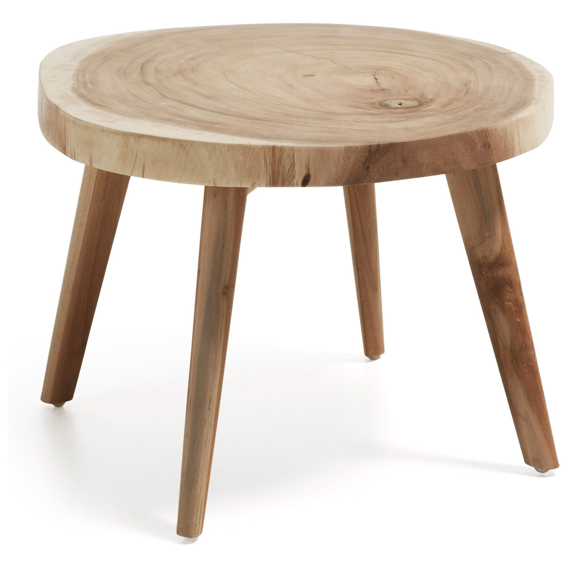 Журнальный столик круглый деревянный из поперечного спила Creswell от La Forma