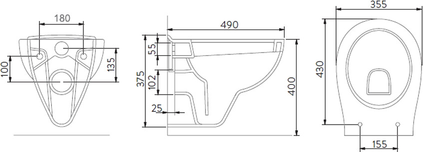 Унитаз подвесной Seramiksan Natura с инсталляцией Diwo 4501 и кнопкой смыва Diwo 7320 - изображение 4