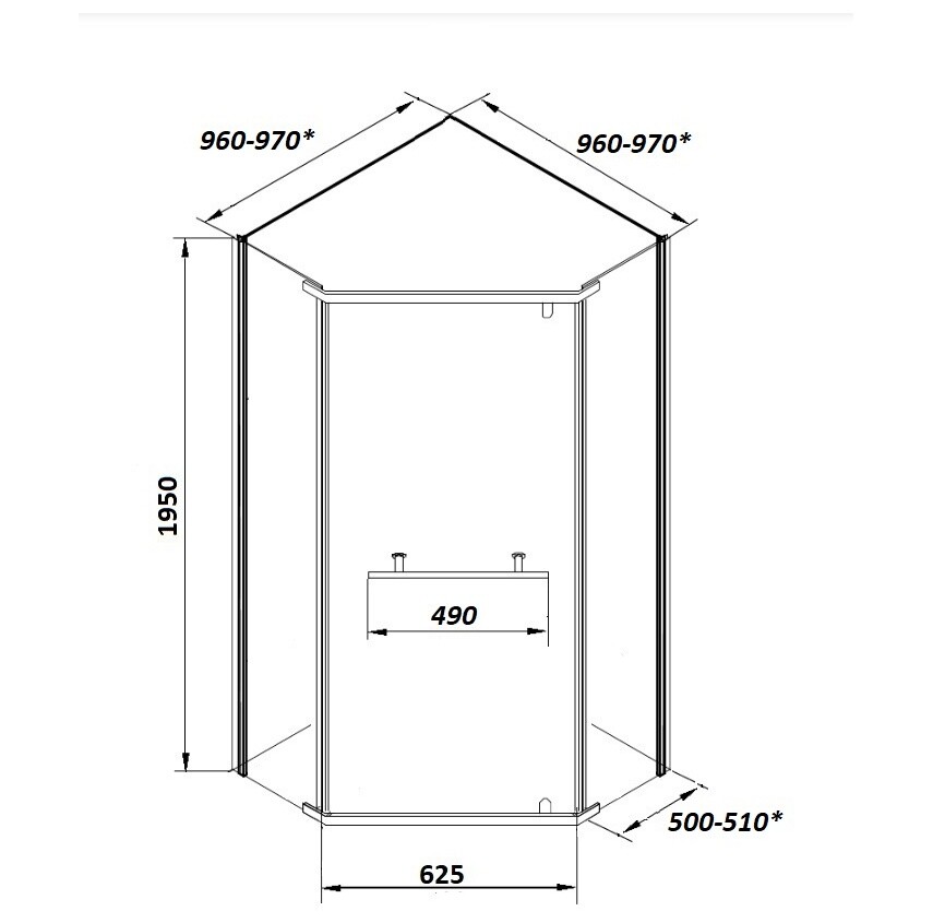 Душевой уголок пятиугольный 100x100 см хром Cerutti SPA Chika ZP101T - изображение 4