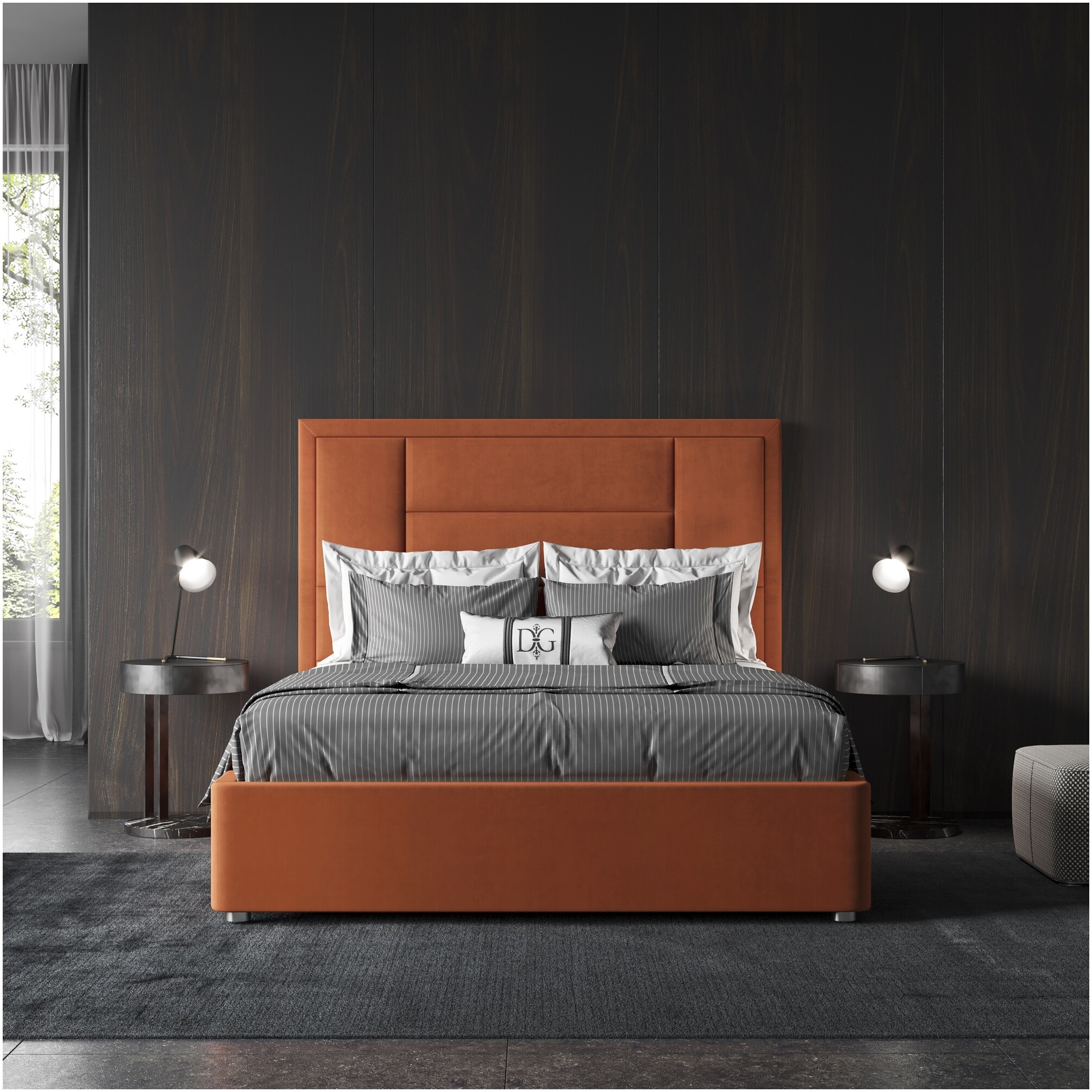 Кровать двуспальная 180х200 см оранжевая &quot;Токио&quot;