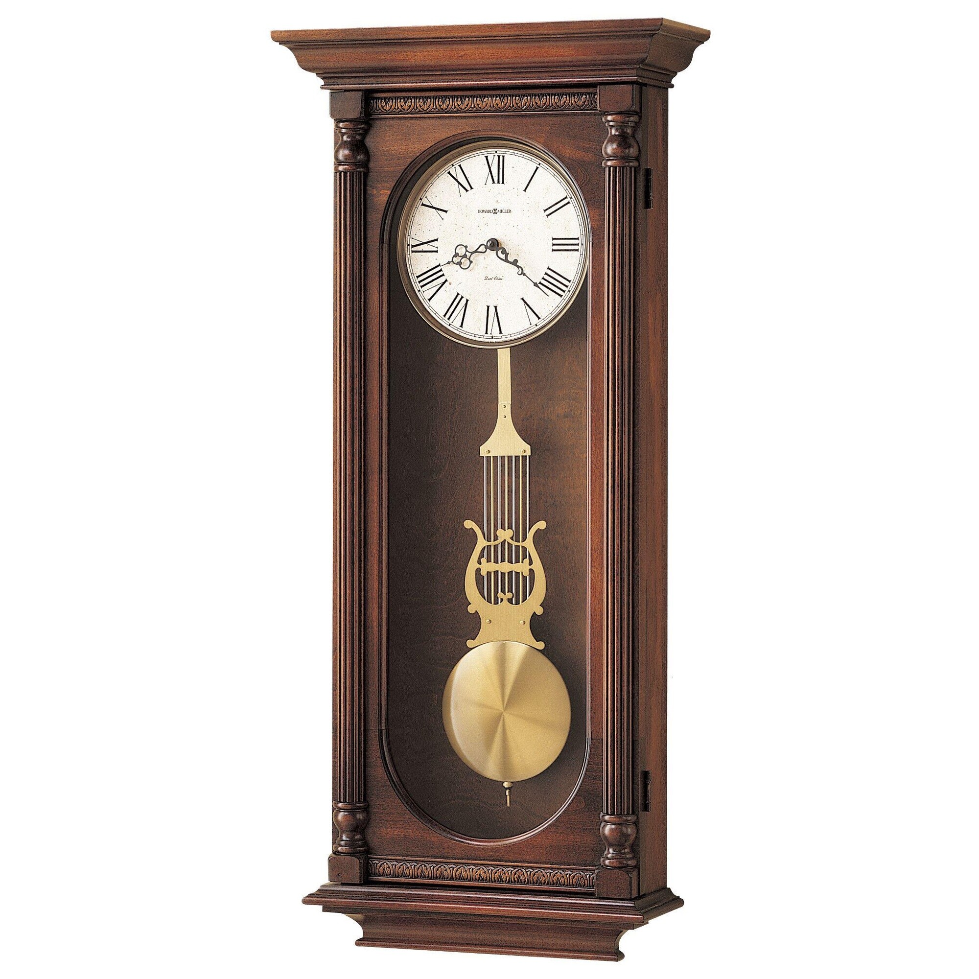 Часы настенные кварцевые с маятником деревянные коричневые 620-192 Helmsley