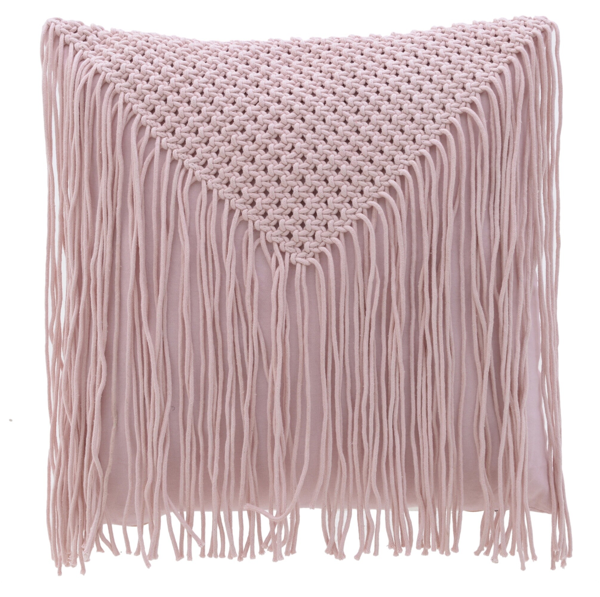 Подушка декоративная плетеная 45х45 см розовая