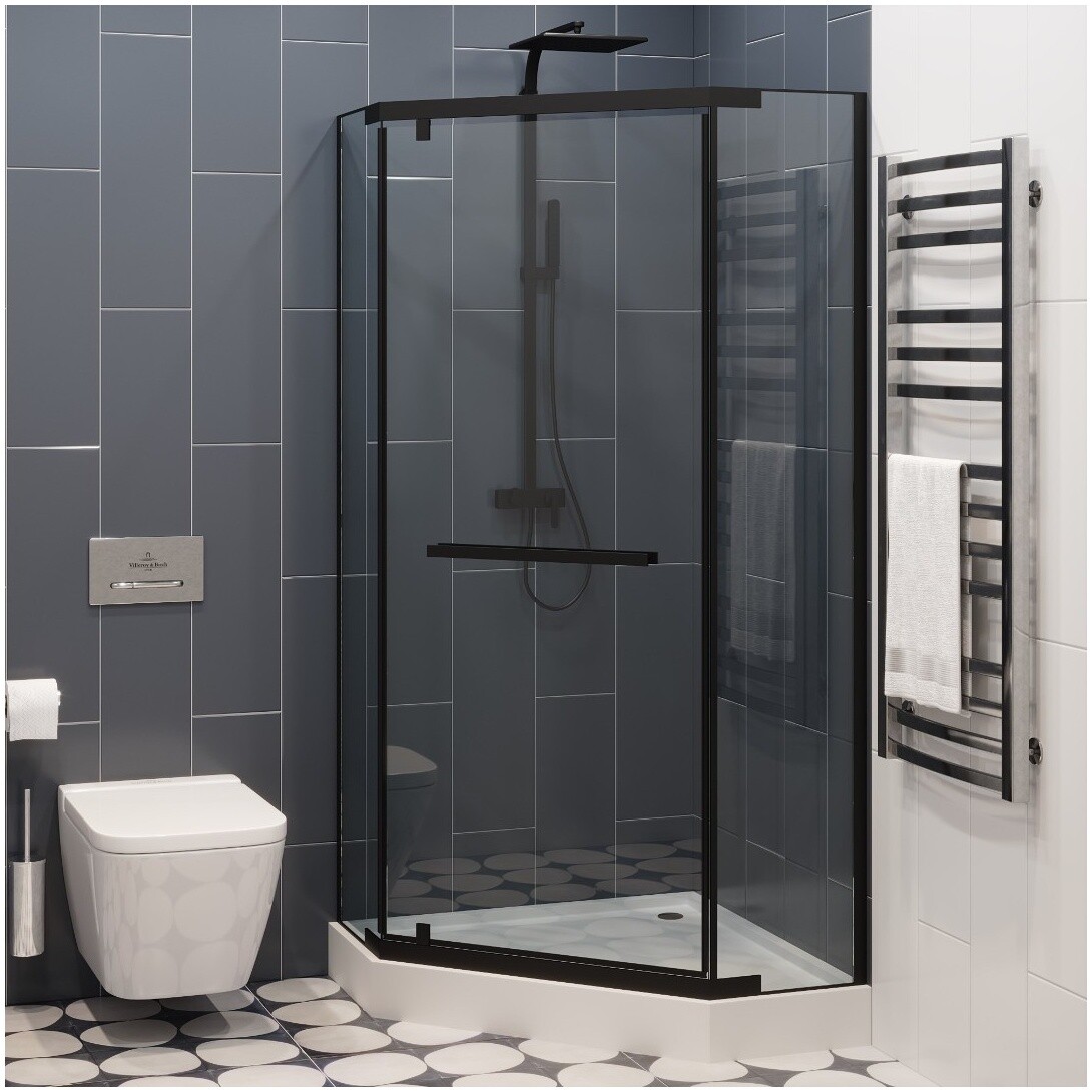 Душевой уголок пятиугольный 100x100 см черный Cerutti SPA Chika ZP101B - изображение 8