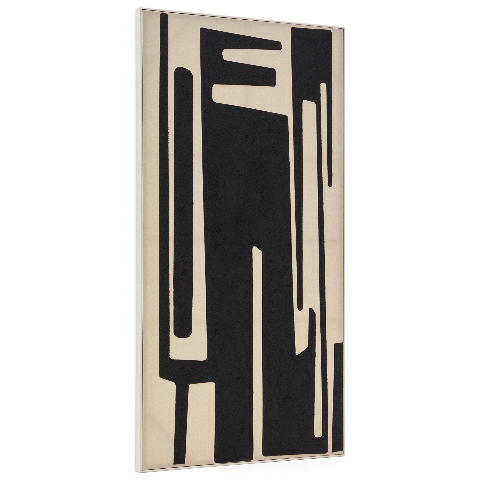 Картина абстрактная на льне 210х110 см черная, бежевая Salmi от La Forma 189983