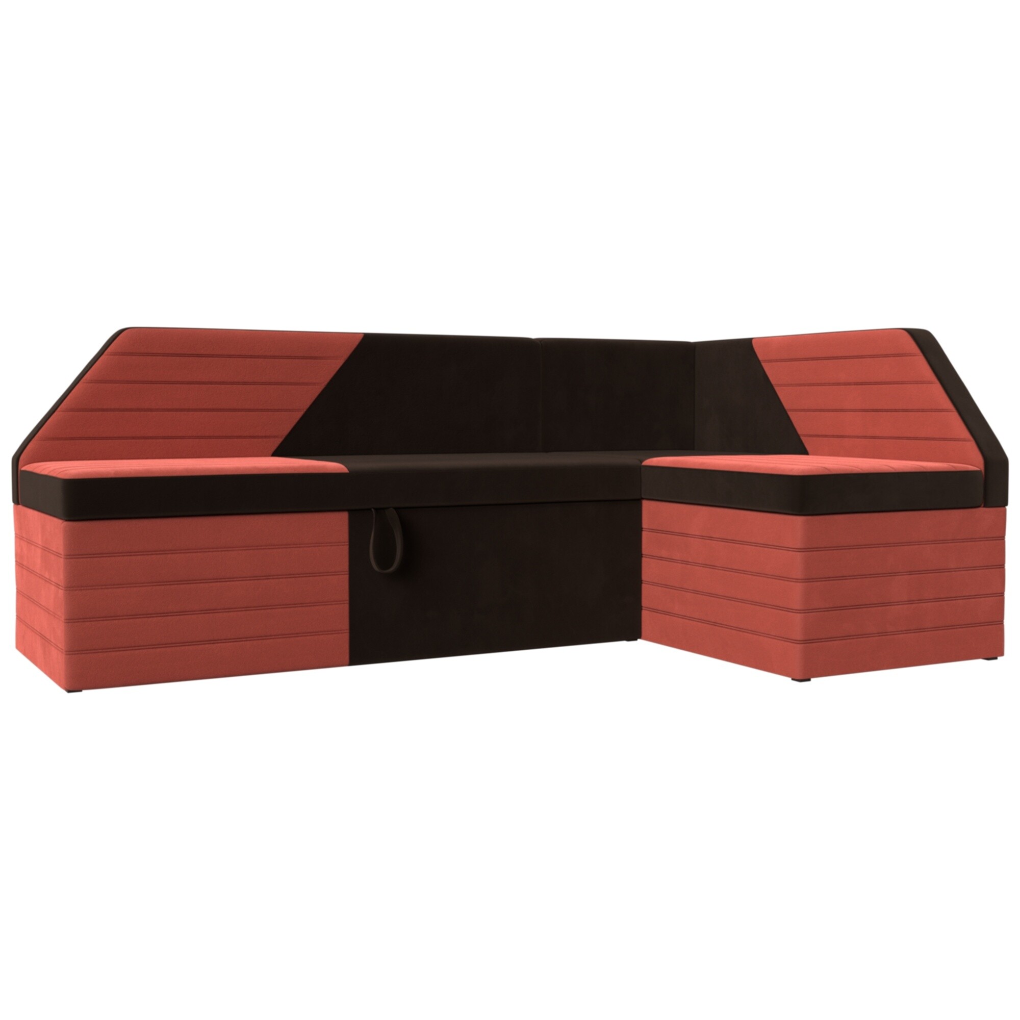 Диван-кровать кухонный раскладной с бельевым ящиком микровельвет розовый, темно-коричневый &quot;Дуглас&quot;