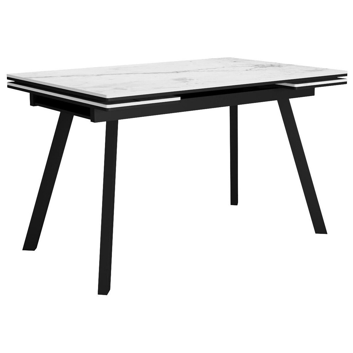 Обеденный стол раздвижной с керамической столешницей 80х125 см белый мрамор, черный SKA125