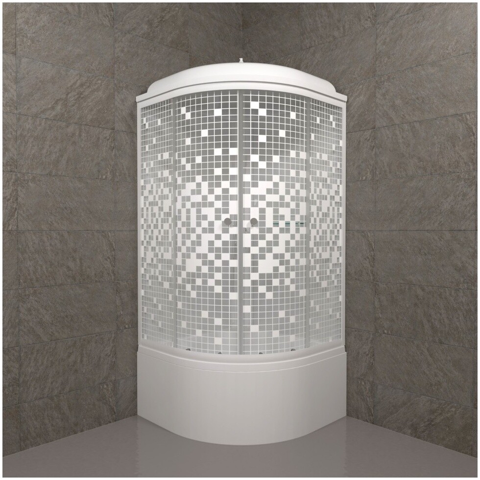 Душевая кабина четверть круга с высоким поддоном 90х90 см белая Triton "Мозаика Б" Щ0000061834 - изображение 14