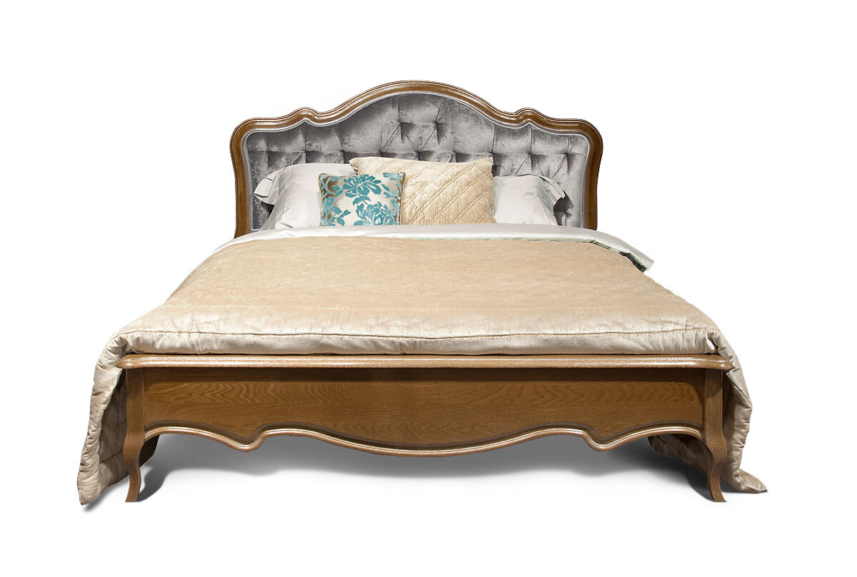 Кровать двуспальная коньяк с серебряной патиной 160х200 см комбинированная &quot;Трио&quot;