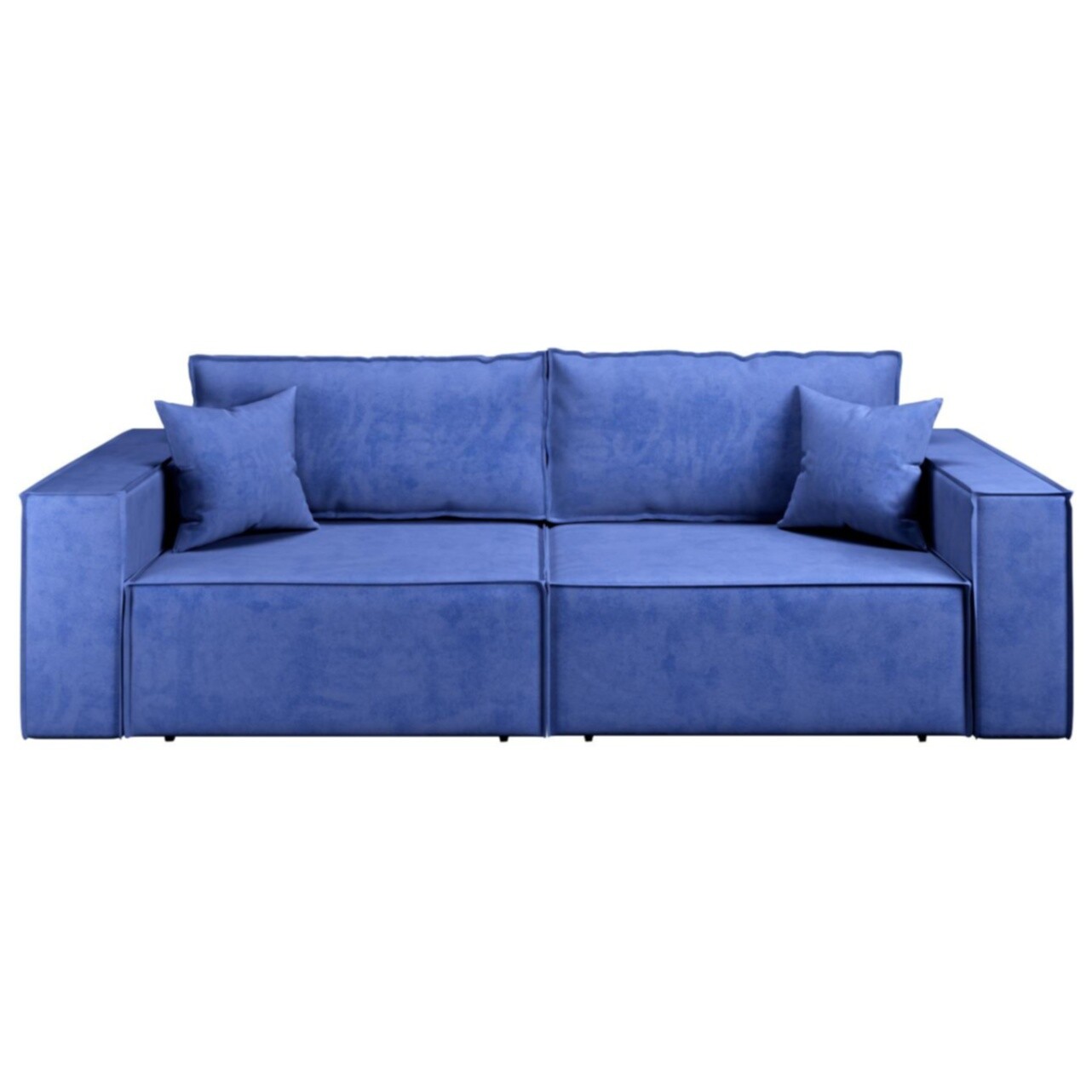 Диван-кровать прямой двухместный велюр голубой Hygge
