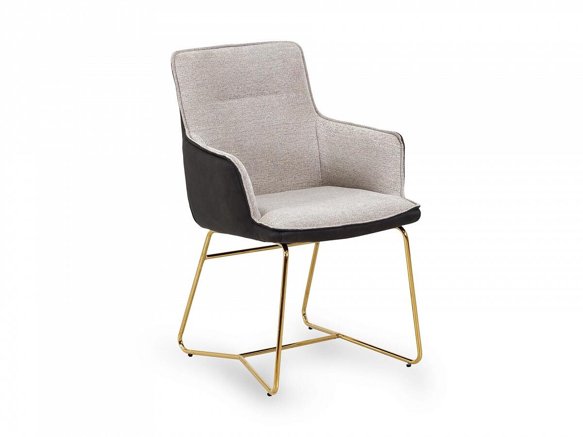 Кресло мягкое на металлическом золотистом основании серо-коричневое Diego