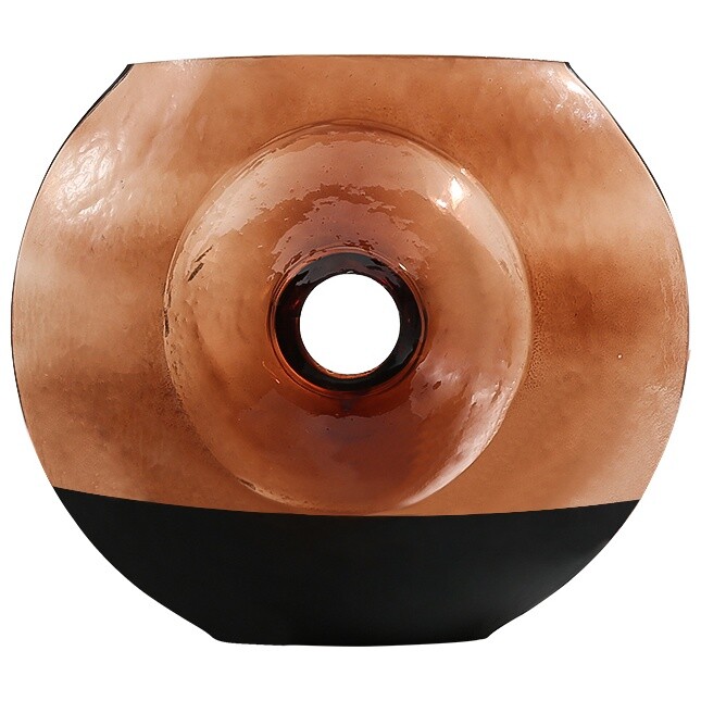 Ваза настольная керамическая 30х33 см коричневая, черная Round hole vase