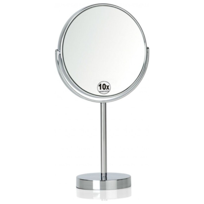 Зеркало настольное круглое на присоске серебро Chrome