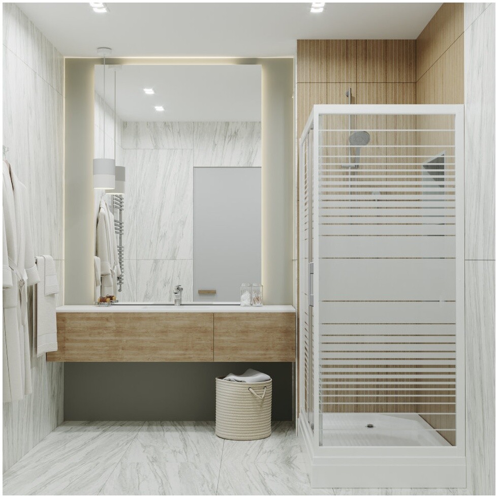 Душевой уголок прямоугольный с низким поддоном 80х120 см белые полосы Triton "Фьюжн А" Щ0000038524 - изображение 5