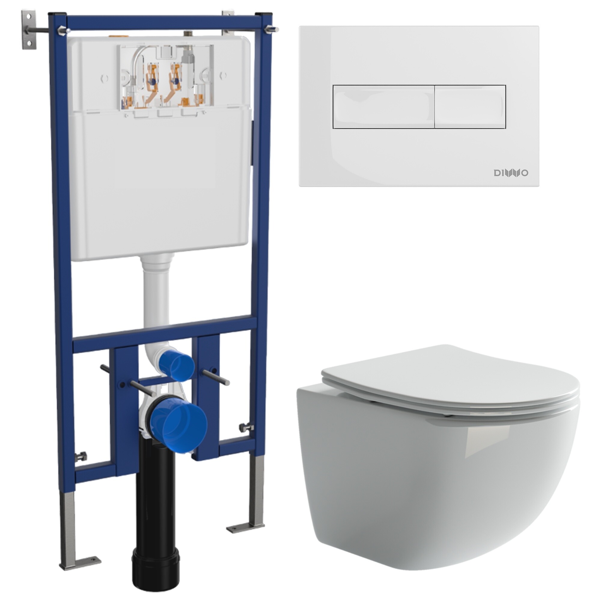 Унитаз подвесной Ceramicanova Forma CN3009 с инсталляцией Diwo 4501, с кнопкой белой 7320