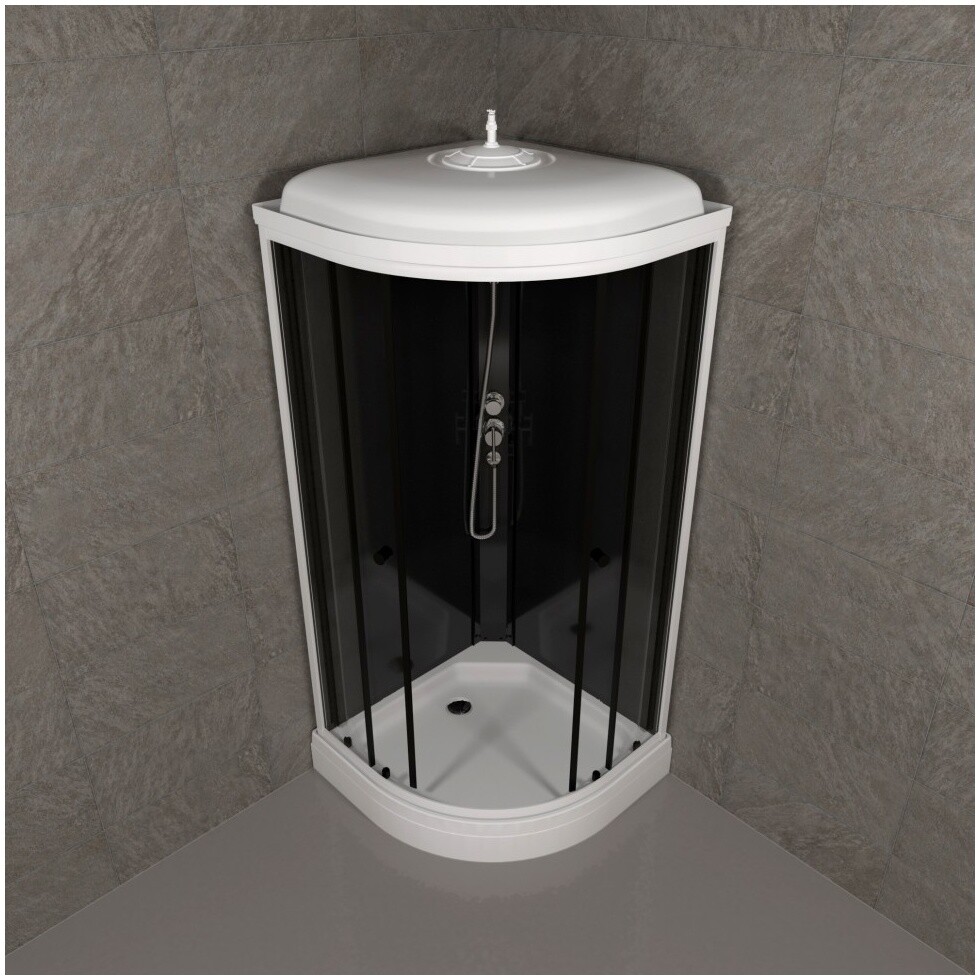 Душевая кабина четверть круга с низким поддоном 88х88 см белая, черная Triton "Нова А" Щ0000062583 - изображение 10