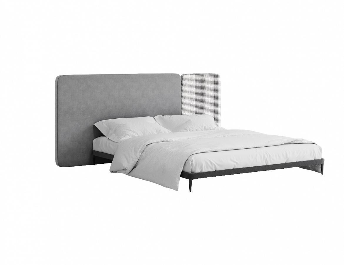 Кровать с навесными панелями двуспальная 180х200 см серая Licata 779500