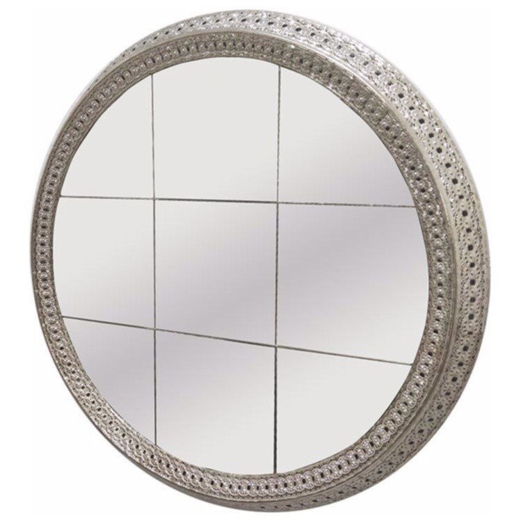Зеркало настенное в металлической раме серебристое 111477