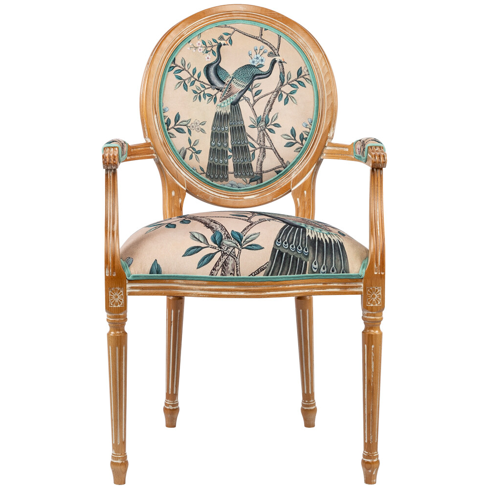 Кресло с деревянными подлокотниками коричневое «Императорский павлин» 21060751