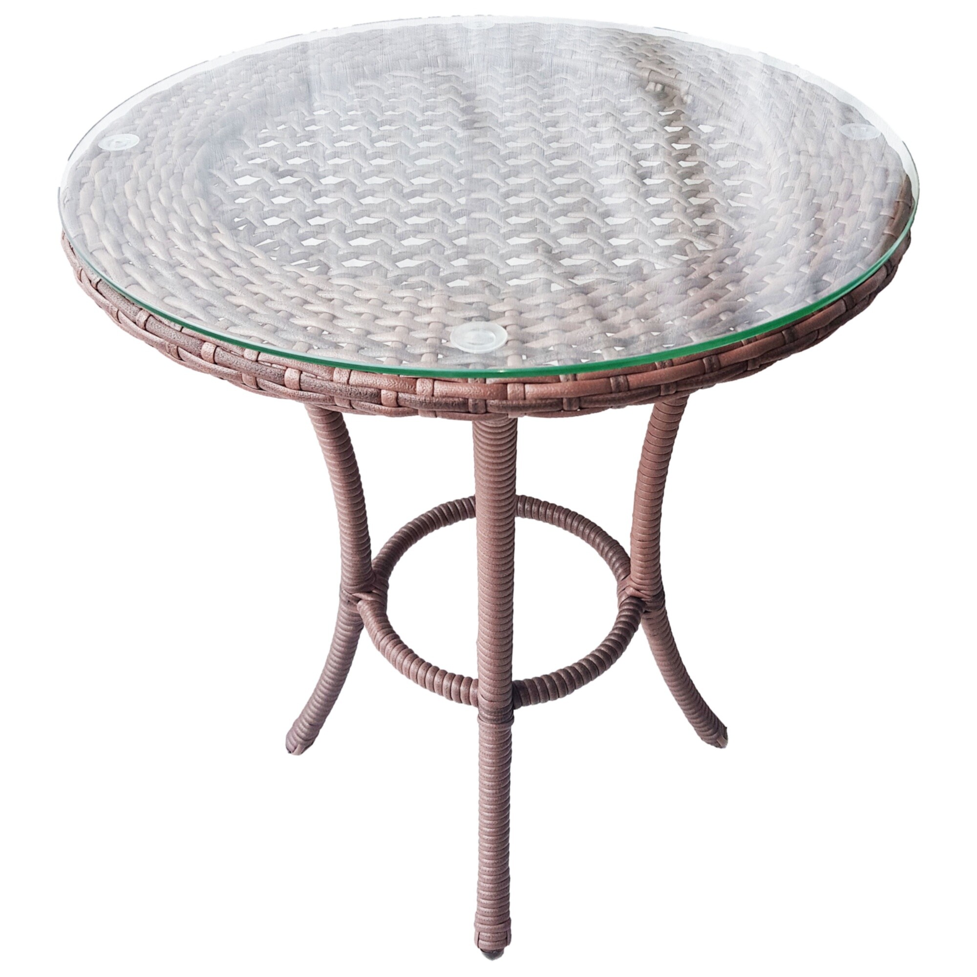 Обеденный стол круглый со стеклом шоколад Deco 60