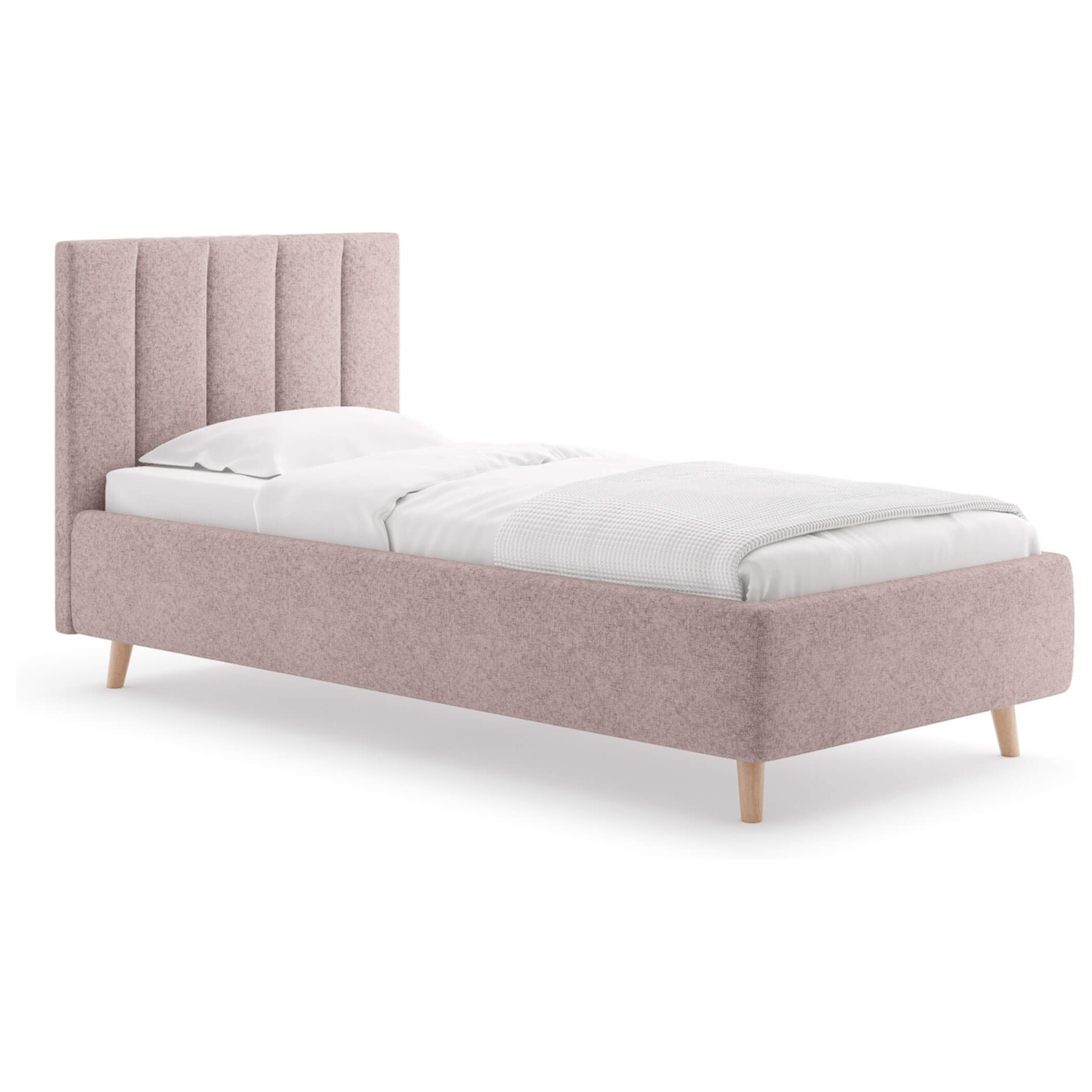 Кровать односпальная с мягким изголовьем 80х190 см кашемир розовая Alma