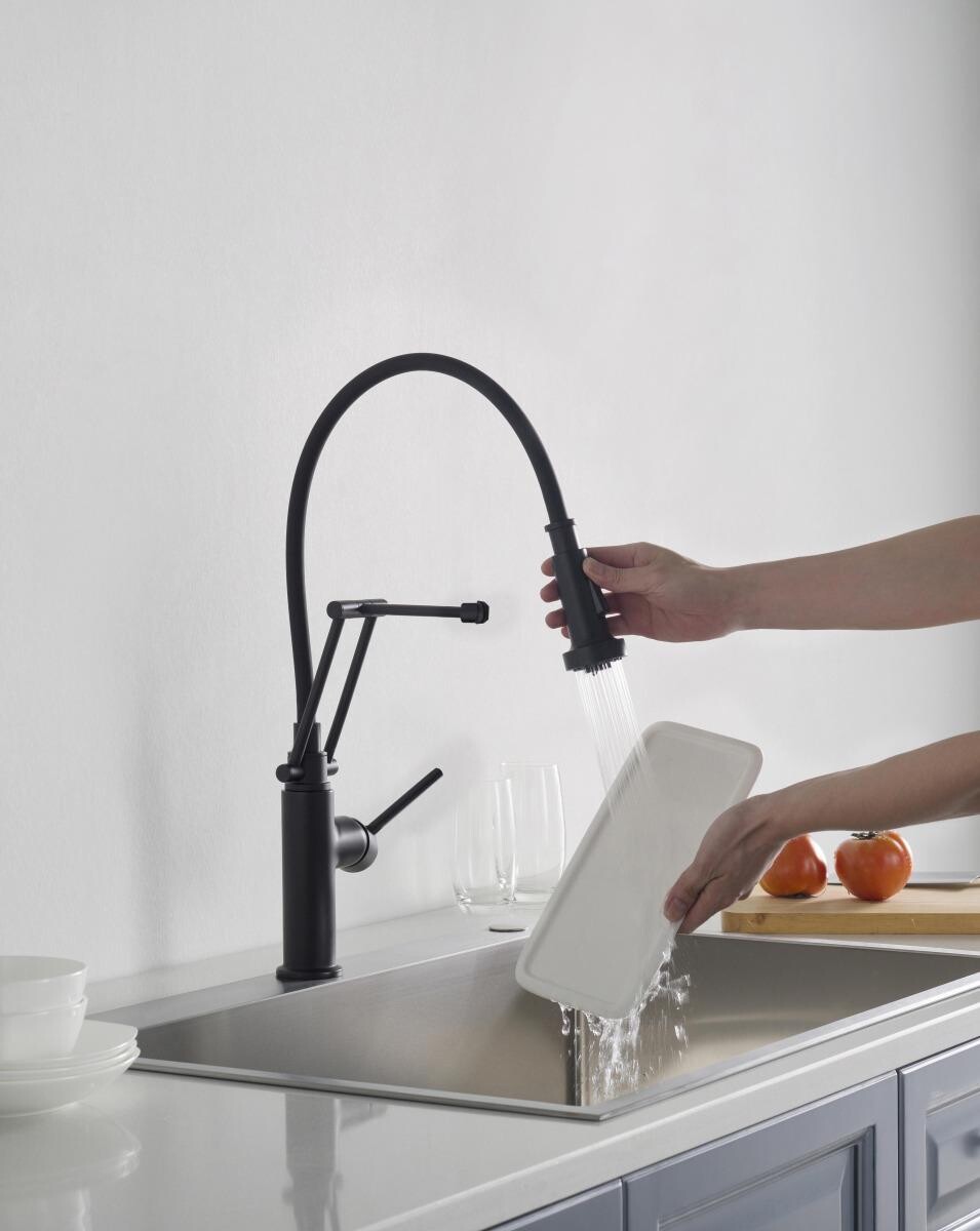 Смеситель для кухни с гибким изливом черный Aquatek "Европа" AQ1388MB - изображение 7