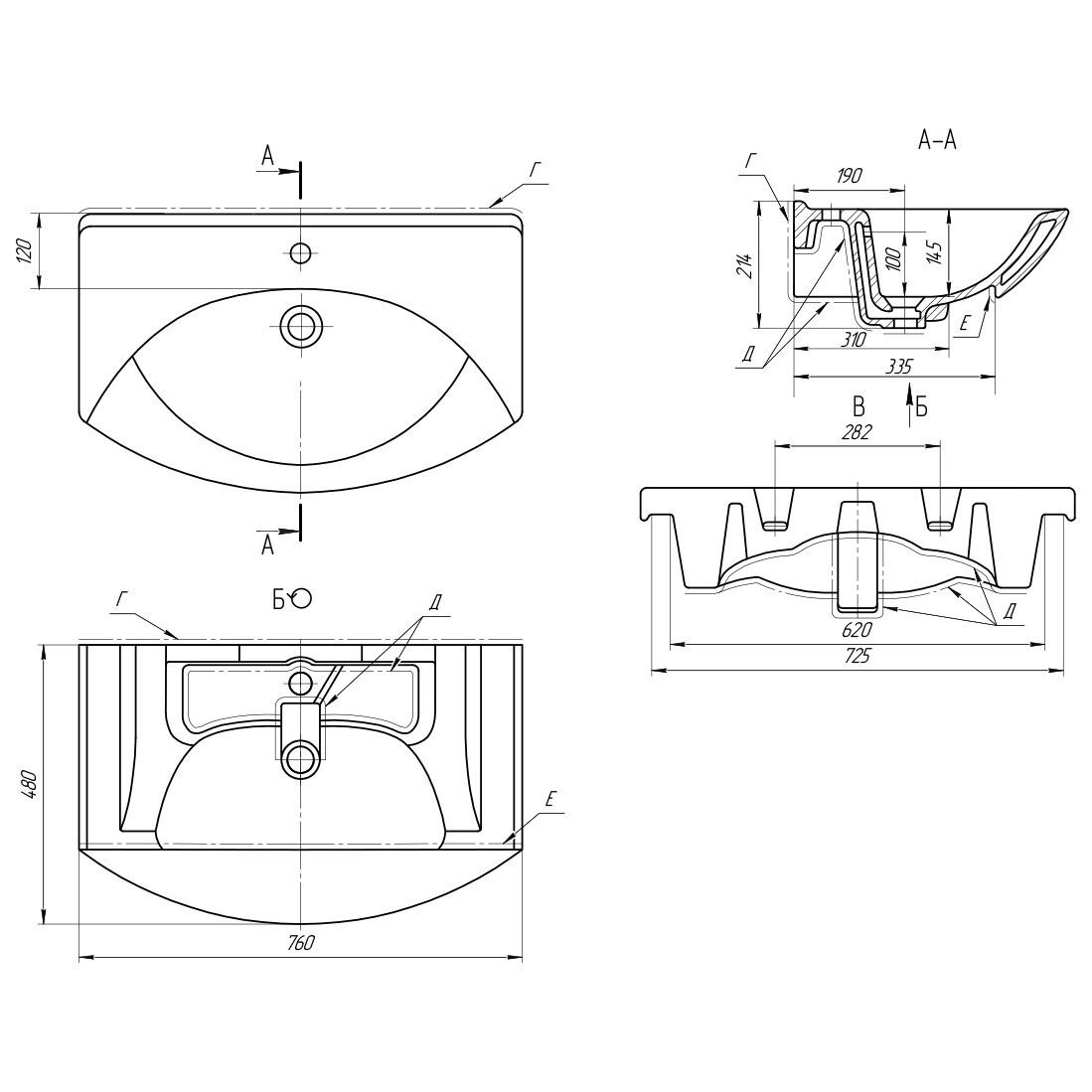 Раковина мебельная полукруглая 75 см белая Dreja "Лагуна" 028230 - изображение 5