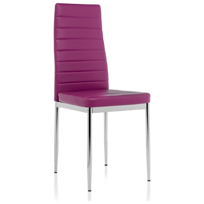 Обеденный стул на металлических ножках фиолетовый, хром DC2-001