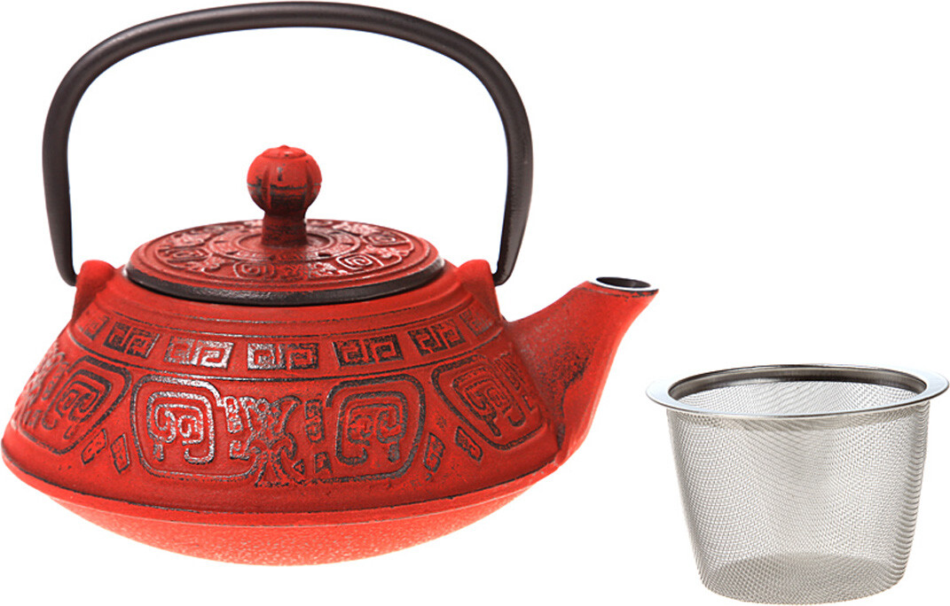 Чайник заварочный чугунный с эмалированным покрытием 400 мл красный Red Star