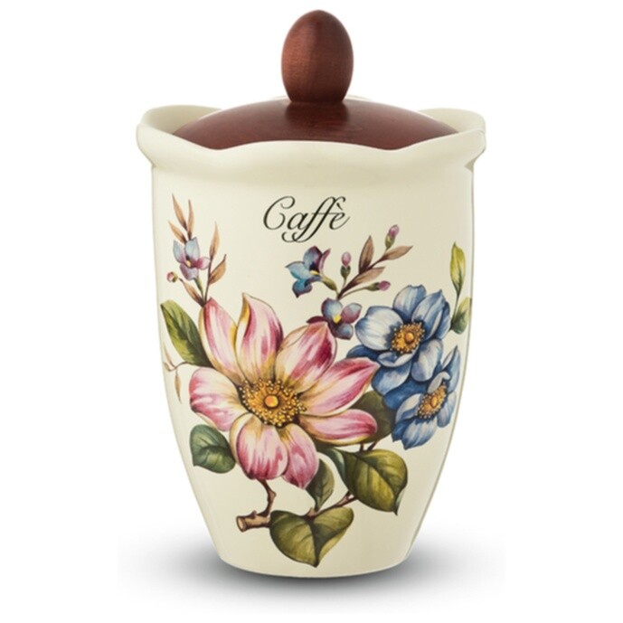 Емкость керамическая для хранения кофе 19 см разноцветная Petali di Primavera