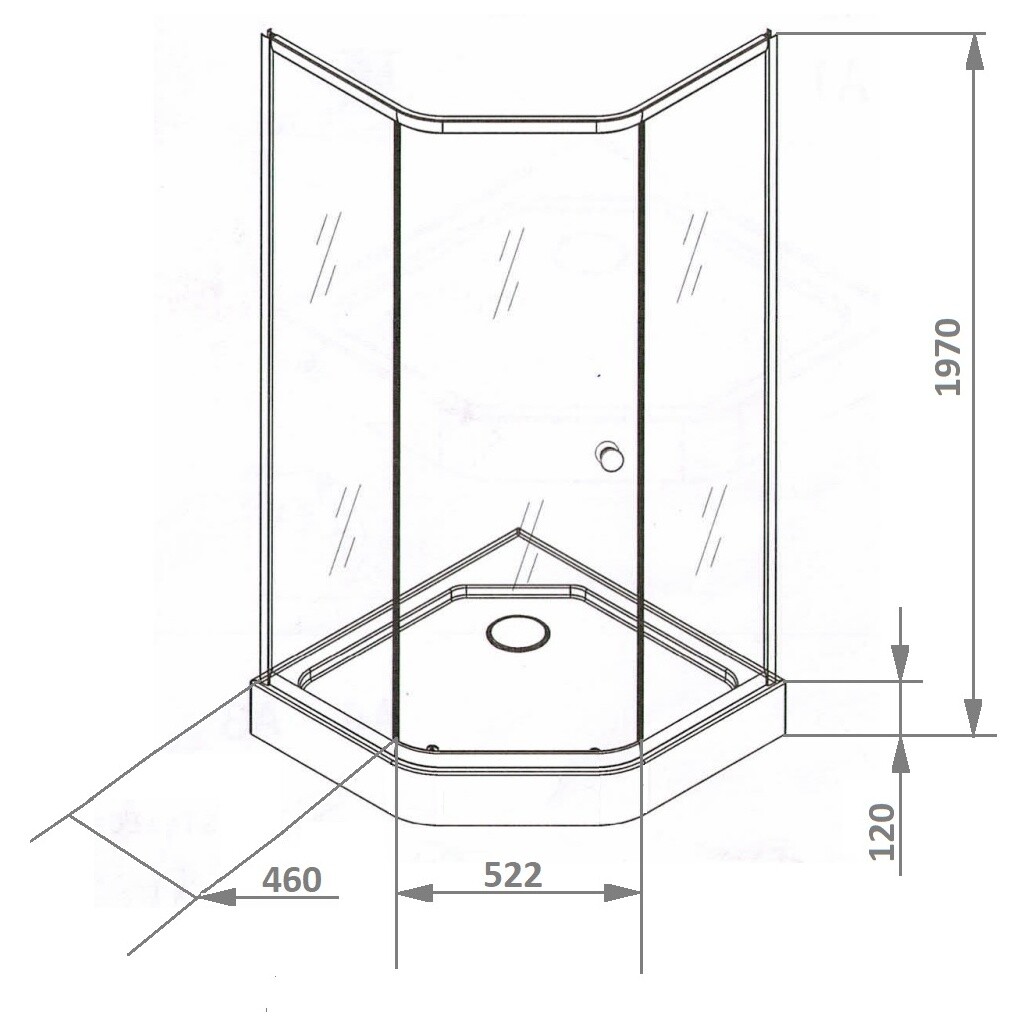 Душевой уголок пятиугольный с низким поддоном 90х90 см черный Parly ZEP91B - изображение 7