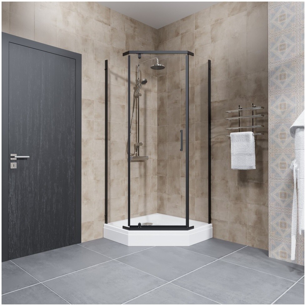 Душевой уголок пятиугольный 90х90 см белый, черный Triton "Дека-Блэк" Щ0000059782 - изображение 9