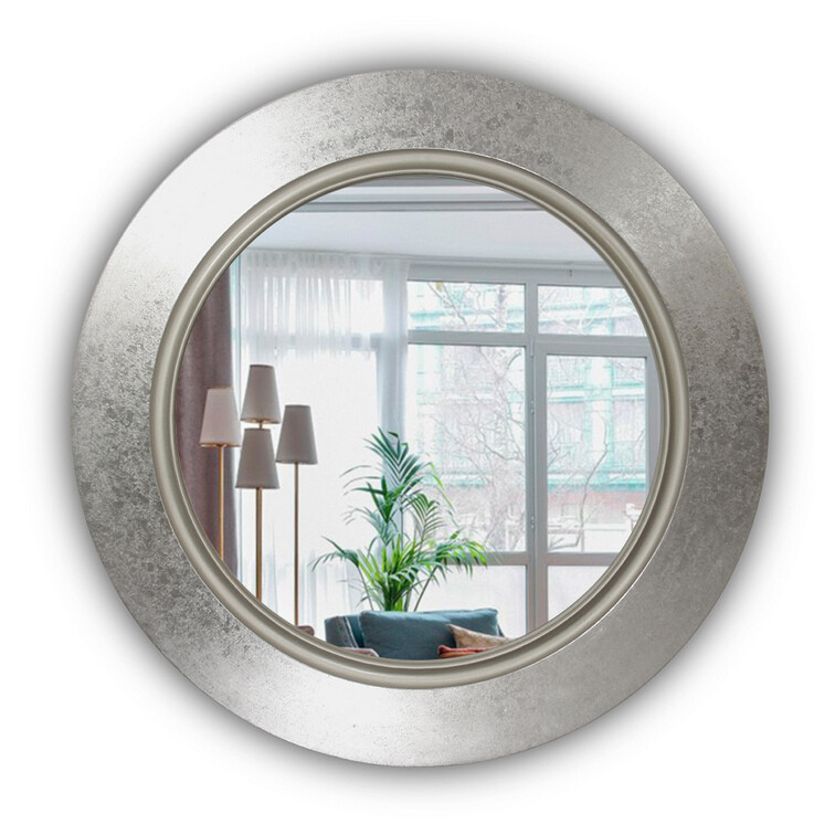 Круглое зеркало настенное серебро FASHION ELEGANT