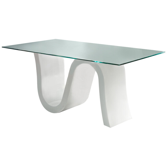 Обеденный стол стеклянный с белым основанием 180 см Halcyon
